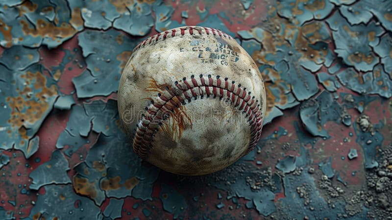 Old baseball closeup cracked background vector illustration