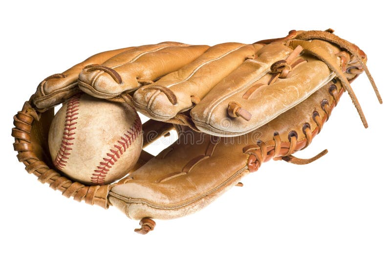 Old Baseball in Leather Mitt or Glove Stock Photo Image of color