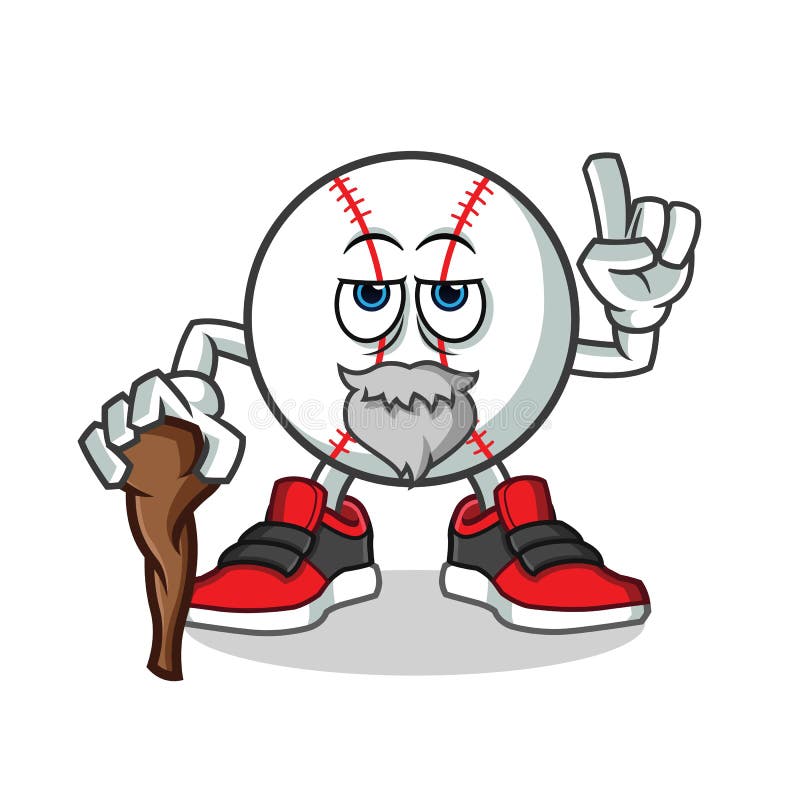 Old Baseball Mascot Vector Cartoon Illustration Stock Vector
