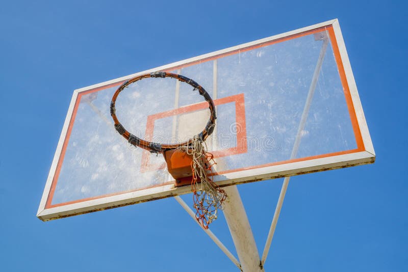 Old Basketball Hoop Without Net Stock Image Image of hardwood, court