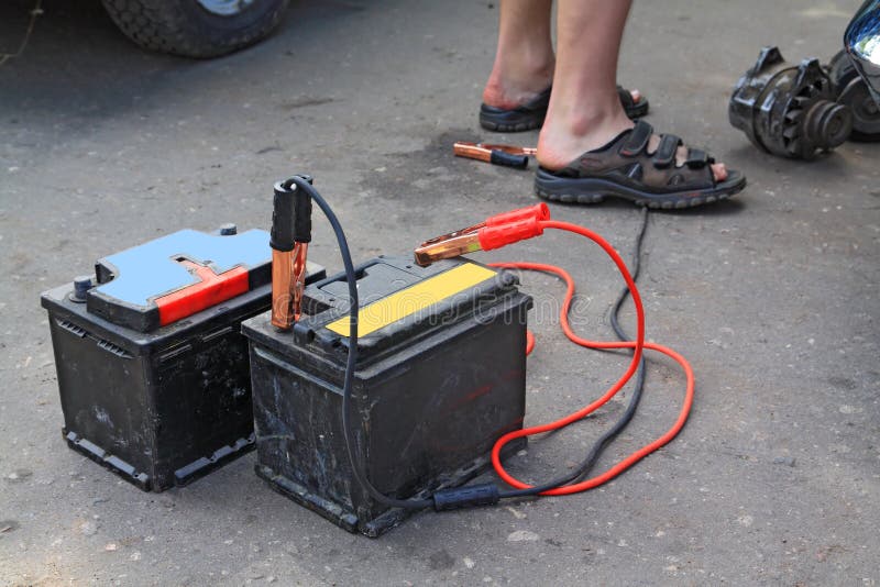 Danger old battery stock photo. Image of energy, disposal 24522174