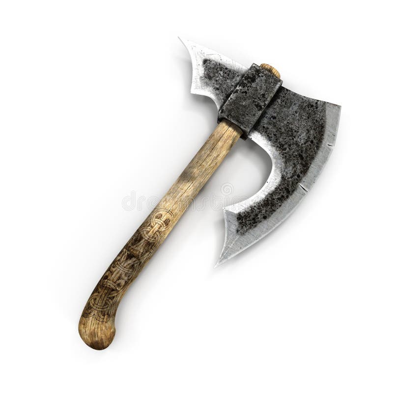 Old Battle axe on white stock image. Image of protection 68380047