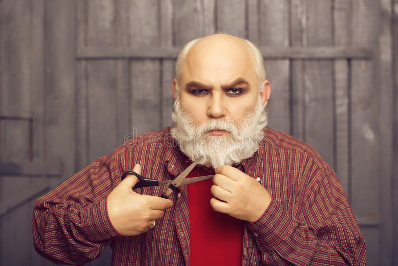 Man cutting beard stock photo. Image of adult, people ...