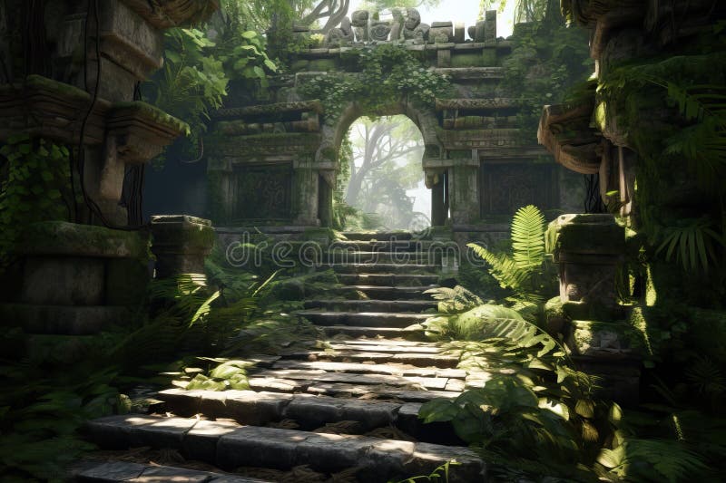Starý krásný starobylý chrám v džungle.