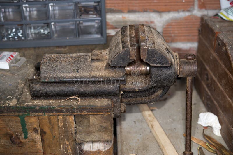 Old bench vise stock image. Image of color, carpentry 