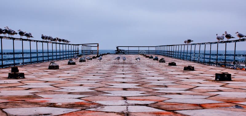 Old berth for boats with a geometric pattern