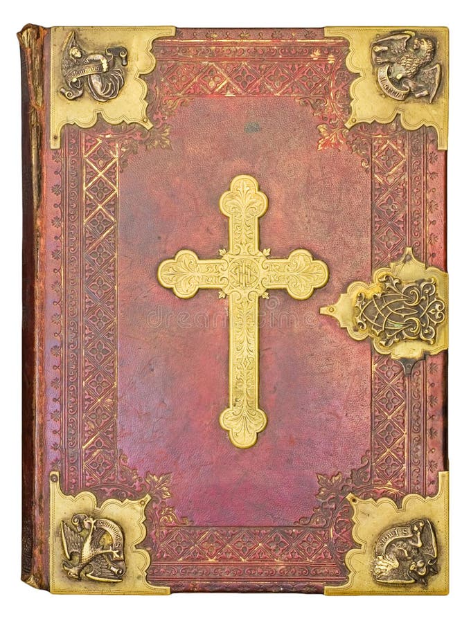 Gilded hardcover of an old Bible - isolated