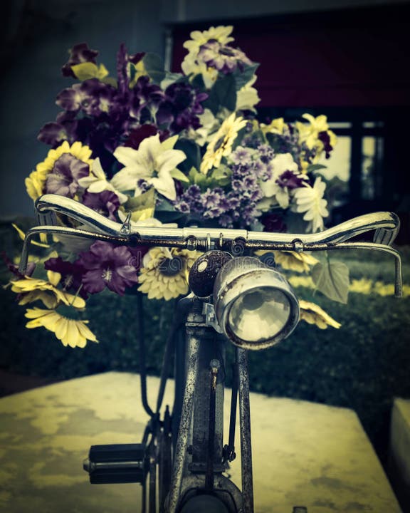 old bicycles with flowers