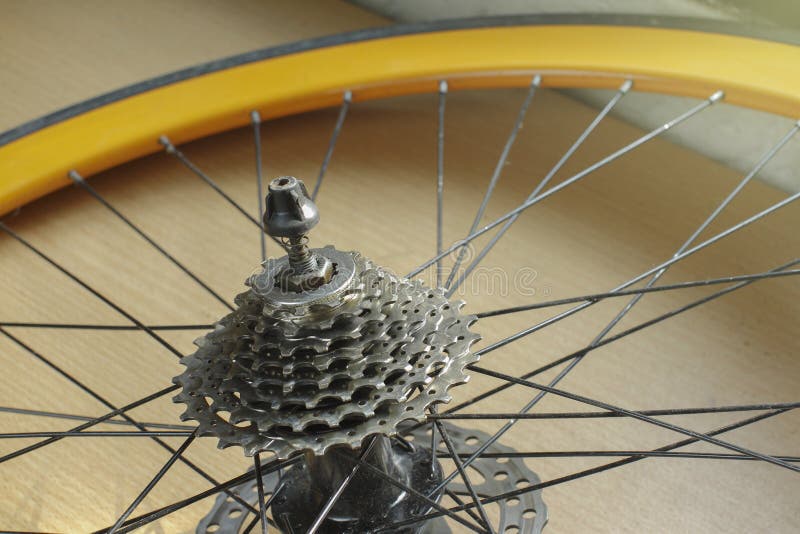 Old of Bicycle a Gears Take Off for Maintenance Stock Photo Image of