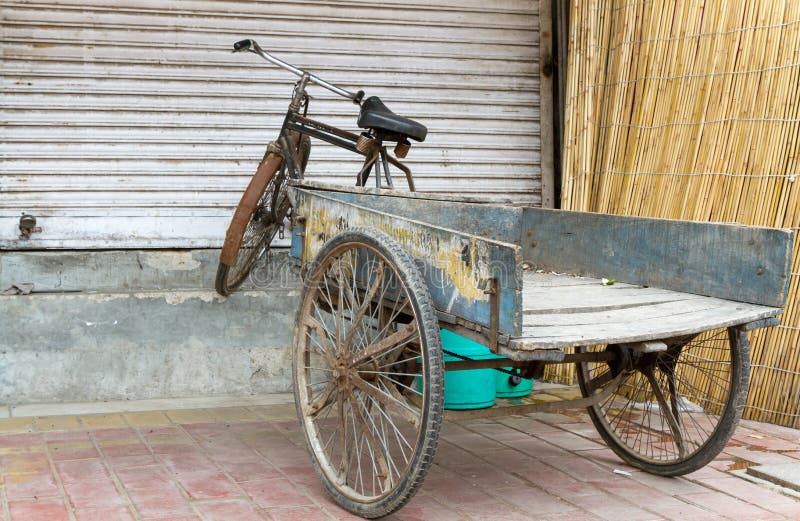 Old Bicycle with Trailer in Delhi, India Stock Image Image of shop, parked 26253989