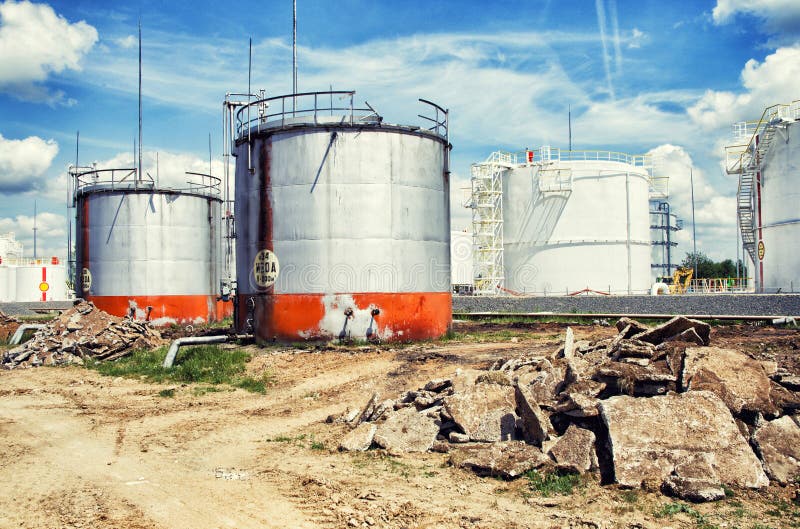 Old Big Vertical Fuel Tanks Stock Photo Image of chemistry, energy
