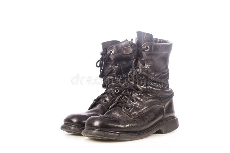 Old black combat boots royalty free stock photos Old black combat boots royalty free stock photos
