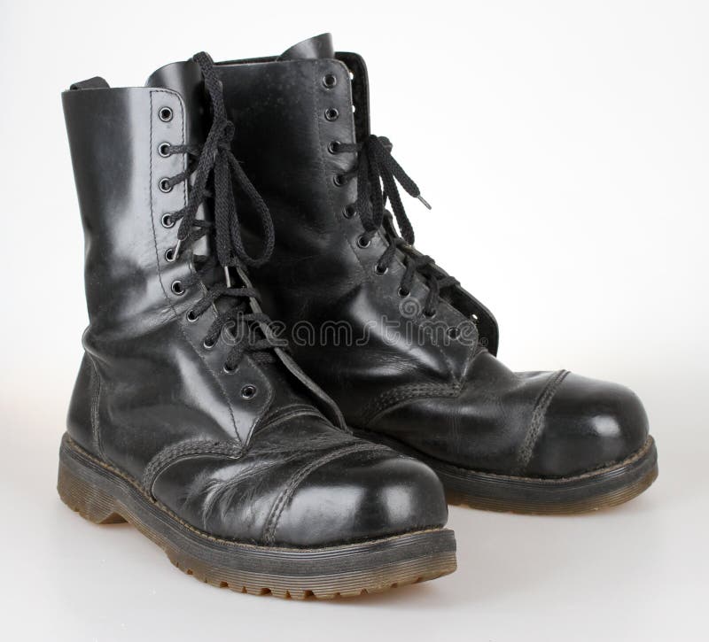 Old black leather boots stock photo. Image of army, cutout - 66820570