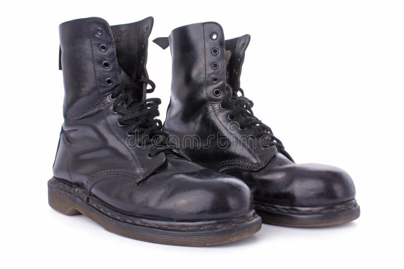 Military Combat Tactical Black Army Boots Isolated Stock Image - Image ...