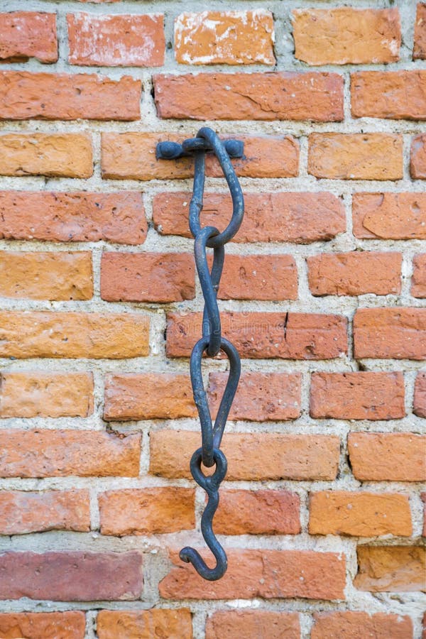 Old Black Metal Hook and a Chain Stock Photo Image of hook