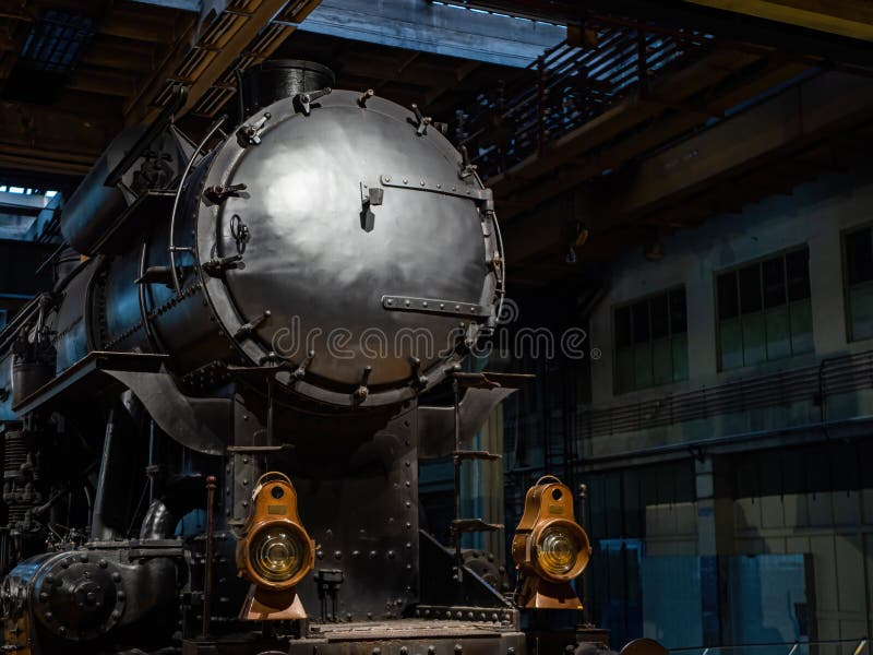 Old Steam Engine Train in a Hangar Stock Photo Image of transport