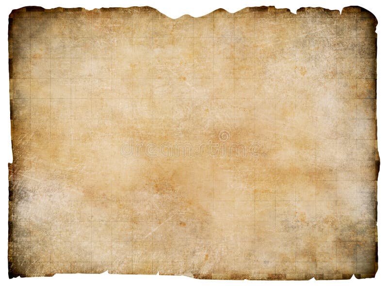 Old blank parchment treasure map isolated