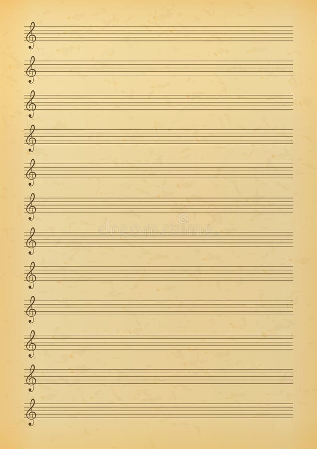 Old Blank Sheet Music Page. Music Paper with Empty Stave for