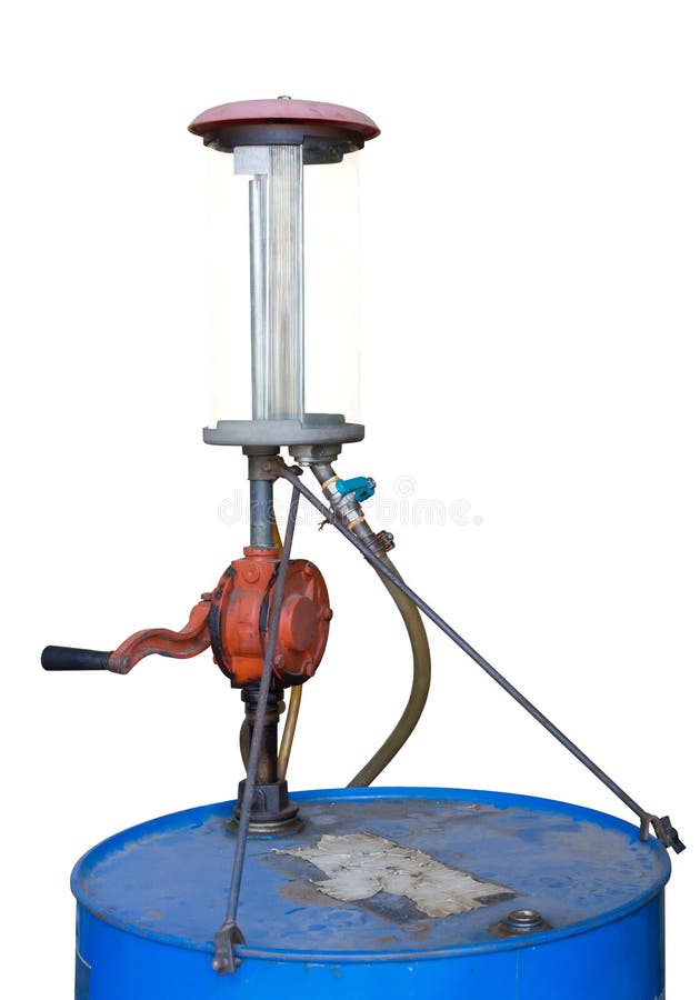Old Blue Gasoline Tank with Hand Pump Stock Image Image of tank