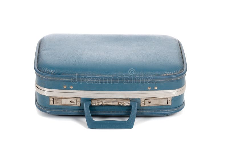 Old blue suitcase on white stock image. Image of vintage 19578257