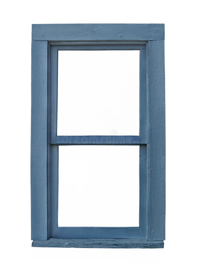 Old blue wooden window isolated.