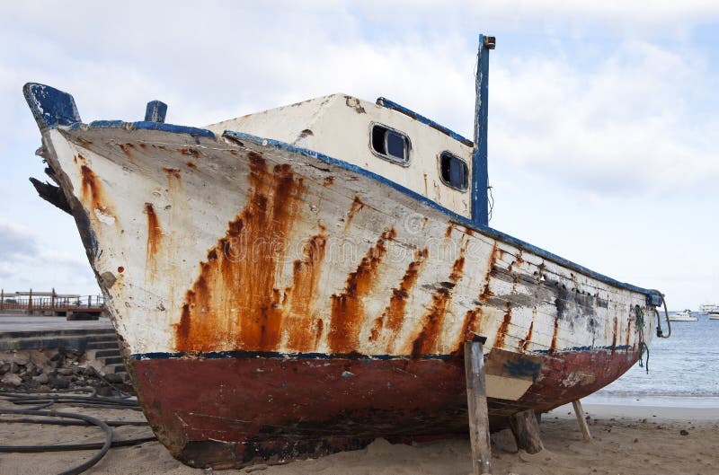 Old Boat On Beach stock photos