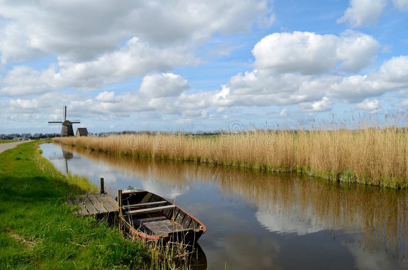 Old boat in a ditch in Holland