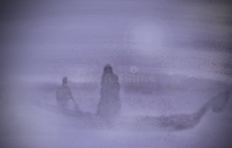 An old boat in the fog