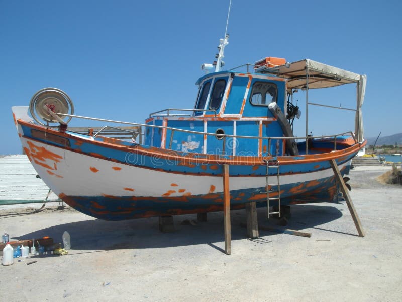 Old boat repaired stock image. Image of paint, repair 26018491