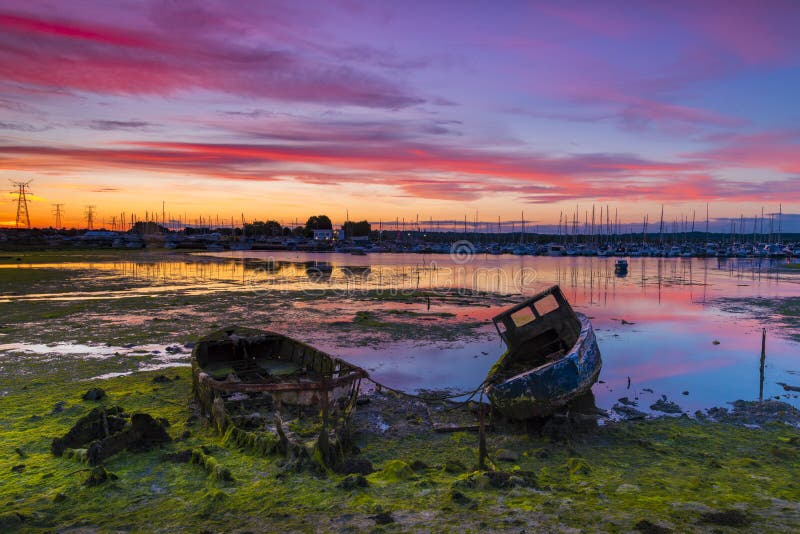 Old boats in Poole Harbour royalty free stock images