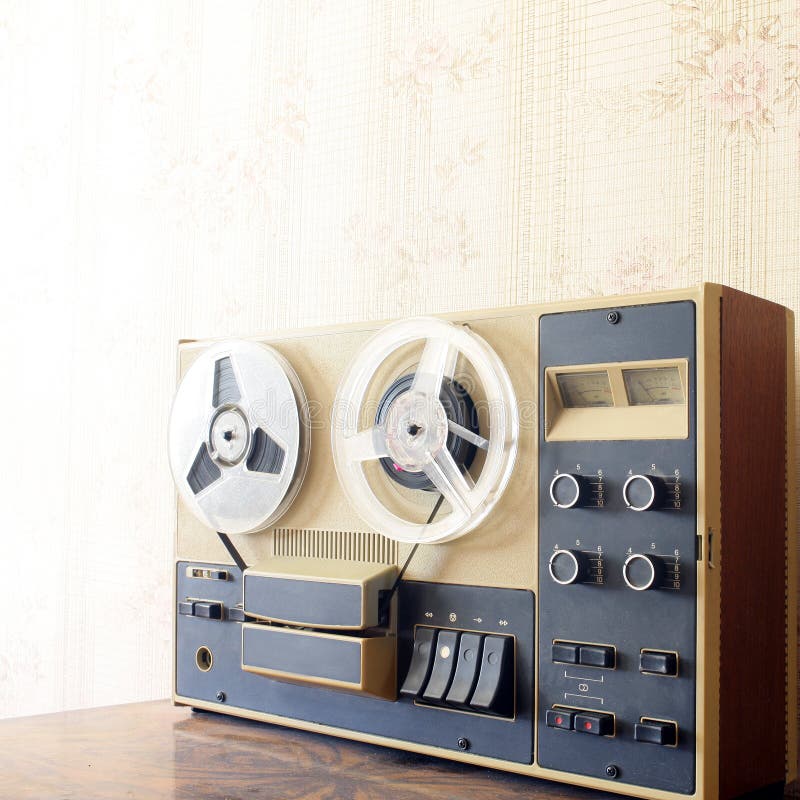 Old Bobbin Tape Recorder on Tape Stock Image Image of