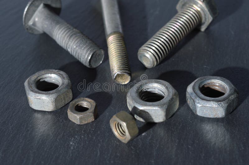 Bolts and Hex Nuts of Various Sizes. Stock Image Image of bolts