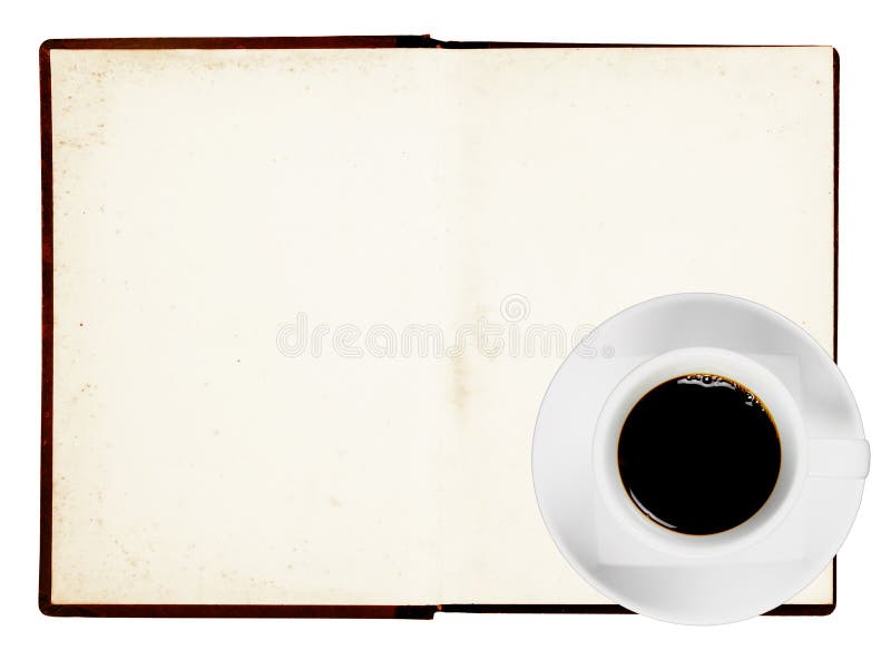 Old book with coffee