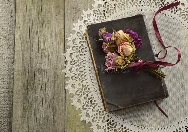 Old book with dried flowers