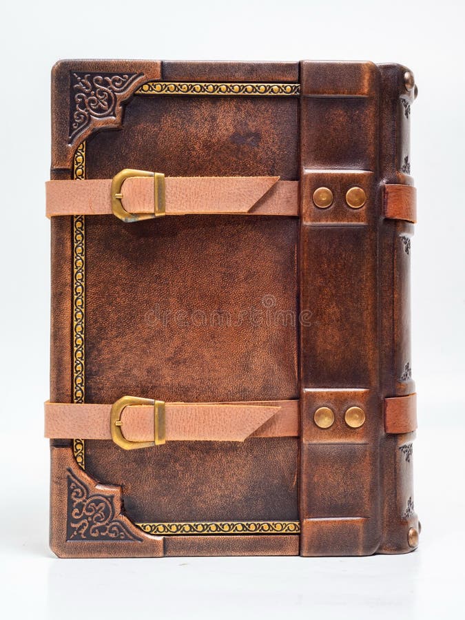 Old Book with Leather Cover and Belts with Buckles Which Keep the Book ...
