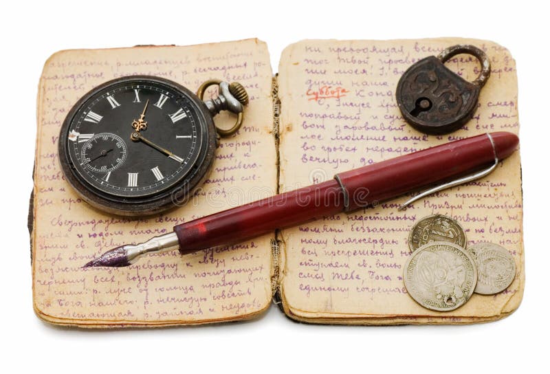 Old book, old watch and money