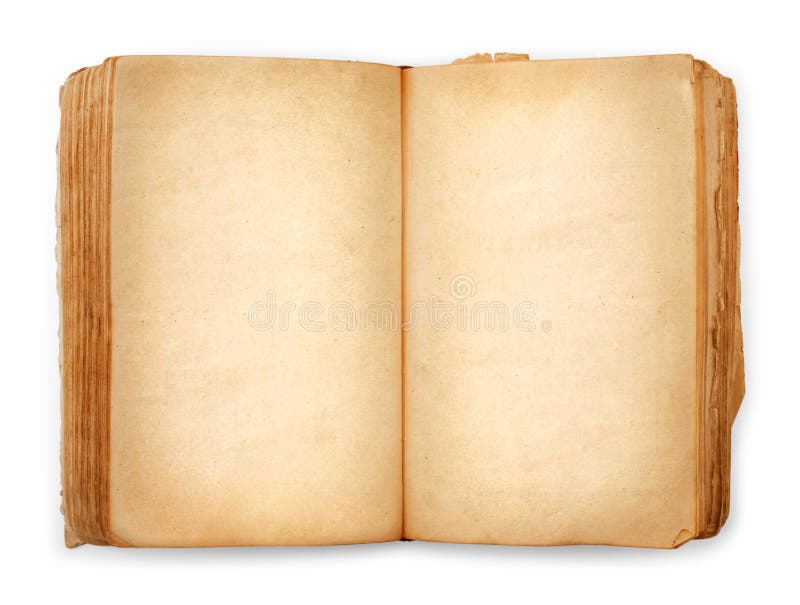 Old book open blank pages, empty yellow paper royalty free stock photos
