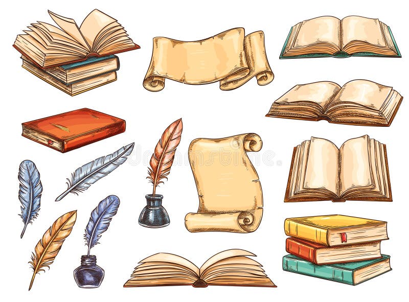 Books and literature quills sketch  Book drawing, Sketch icon, Vector  sketch