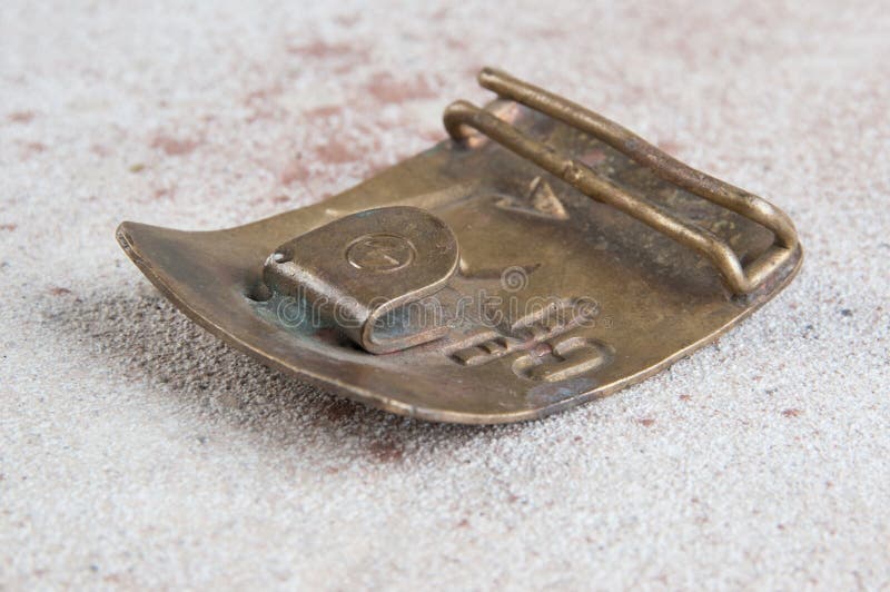 Old Brass Belt Buckle with a Star Stock Image Image of vintage