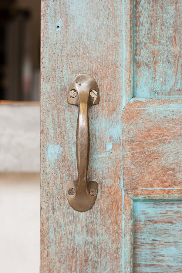 Old brass doorÂ handle. stock photo. Image of house, retro 50882934