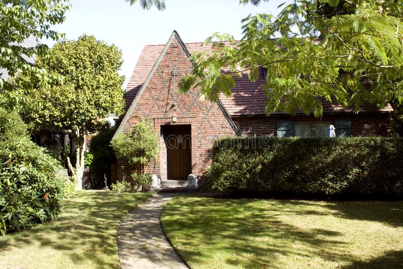 Old brick house and front yard