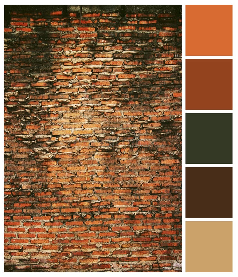 Old brick wall background colored palette guide royalty free stock image