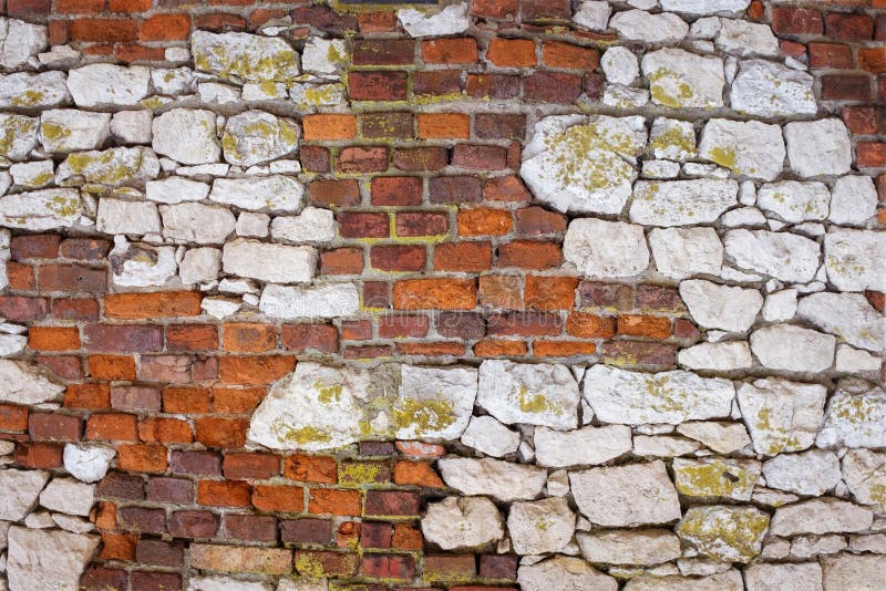Old Brick Wall with White and Red Bricks Background. Vintage Brick Wall