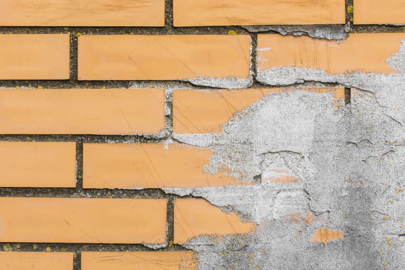 Old Brick Wall Yellow with Cement Stain Concrete Spot Texture