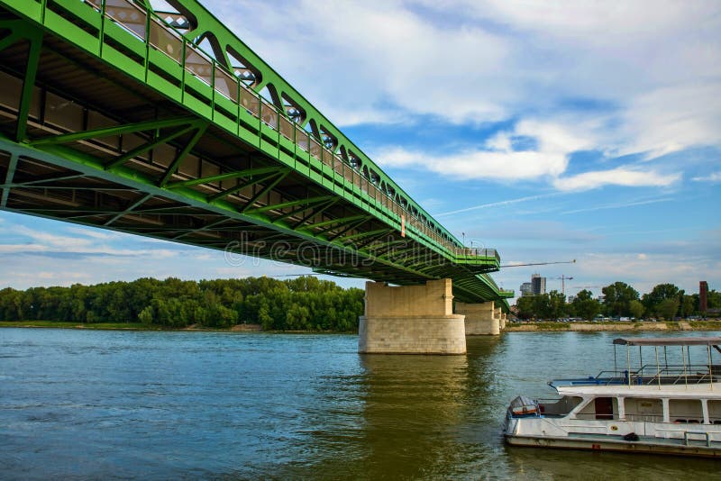 Old bridge over Danube, Bratislava, Slovakia.