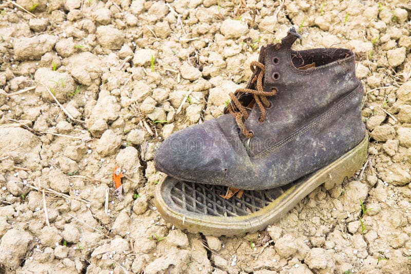 Old Broken Boot Abandoned in the Countryside Stock Image - Image of ...