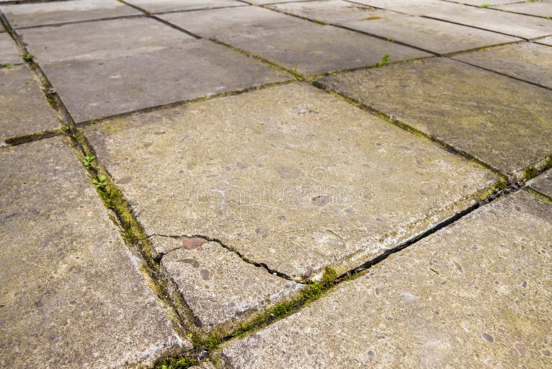 Old and Broken Cracked Concrete Floor Tiles Stock Image Image of