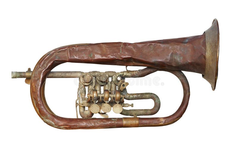 Old Broken Trumpet Isolated Stock Image Image of isolated, music