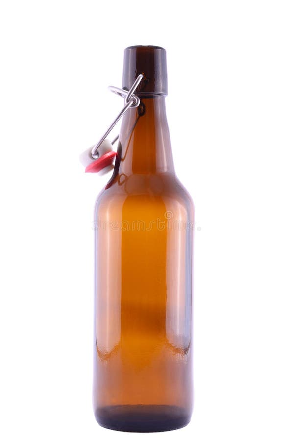 Old Brown Bottle of Beer Isolated on White Stock Image Image of drunk