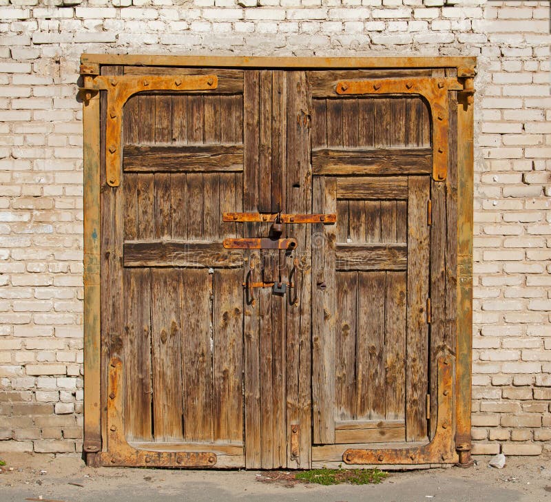 Old brown wooden gate stock image. Image of metal, decor 85570683
